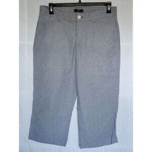 Riders by Lee Blue strip Stretch Capri Pants Cotton Blend Elastic Waist Plus Siz